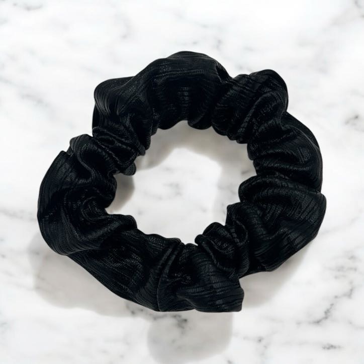 Gumka do włosów SCRUNCHIE frotka CZARNA błyszcząca KARNAWAŁ