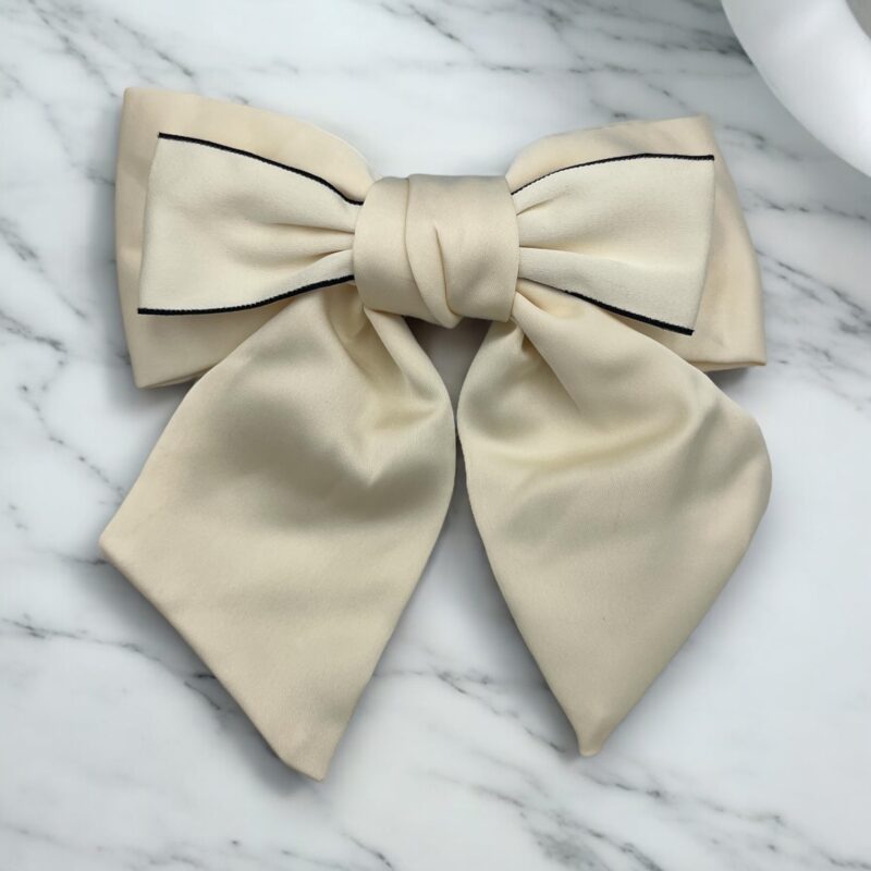 Spinka do włosów klamra DUŻA ecru kokarda okolicznościowa