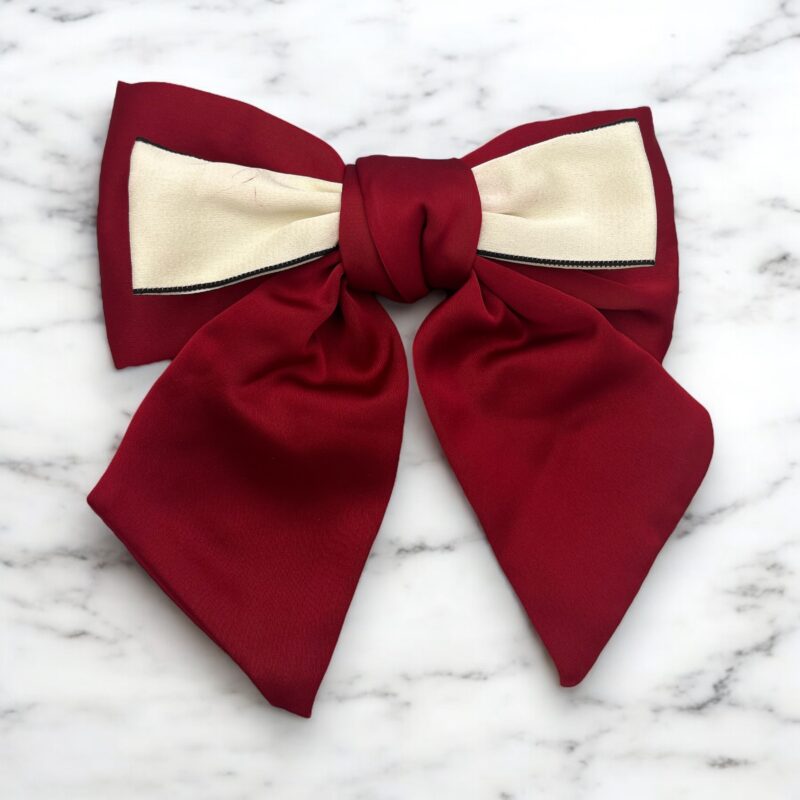 Spinka do włosów klamra DUŻA czerwona kokarda okolicznościowa