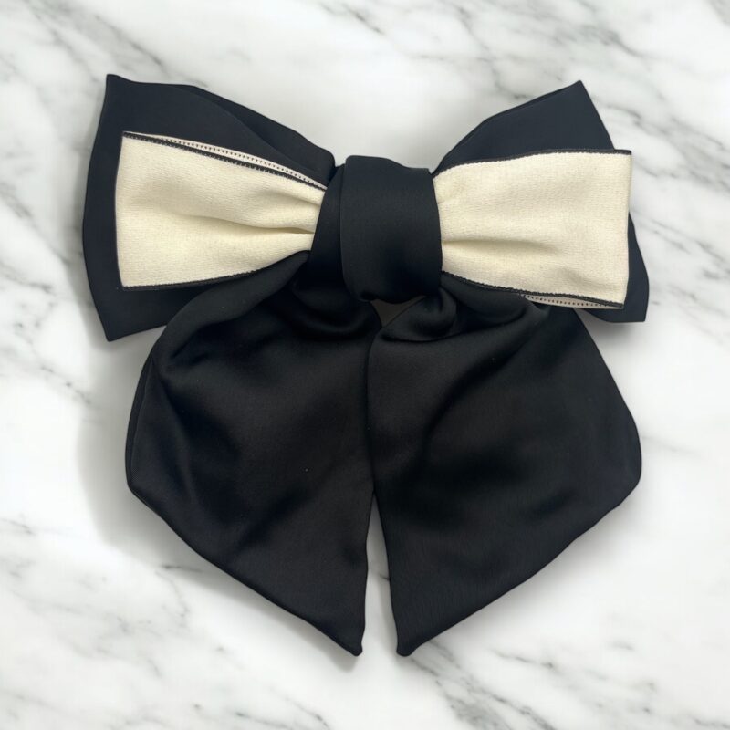 Spinka do włosów klamra DUŻA czarna kokarda okolicznościowa