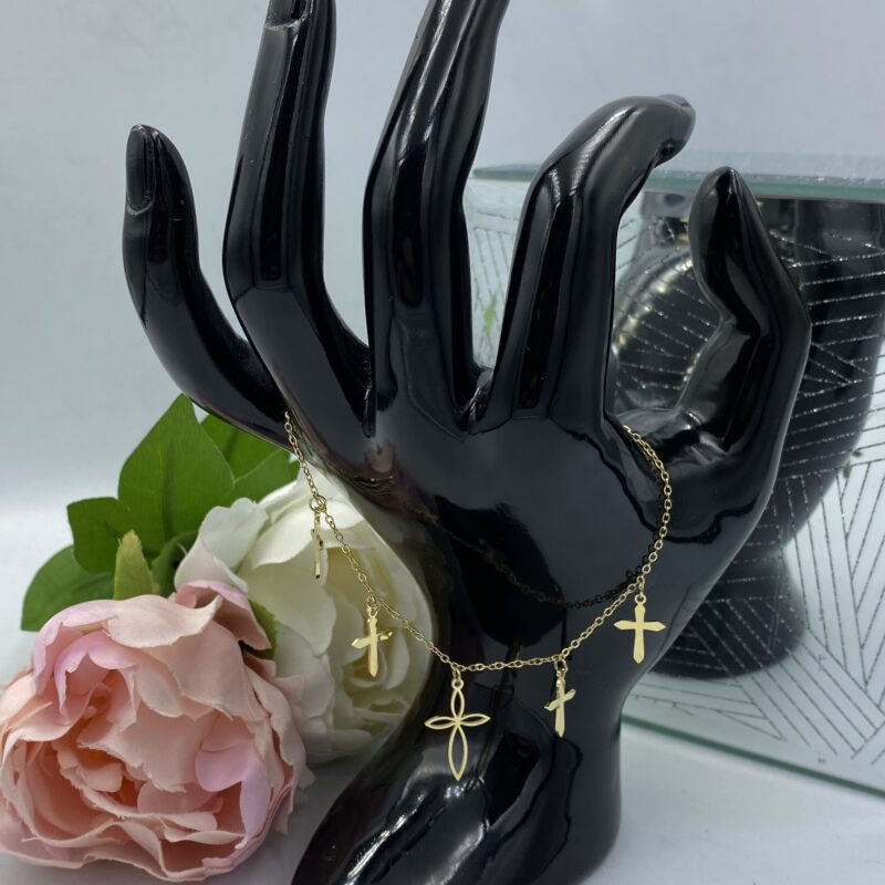 Bransoletka krzyż krzyżyki stal 316L złota