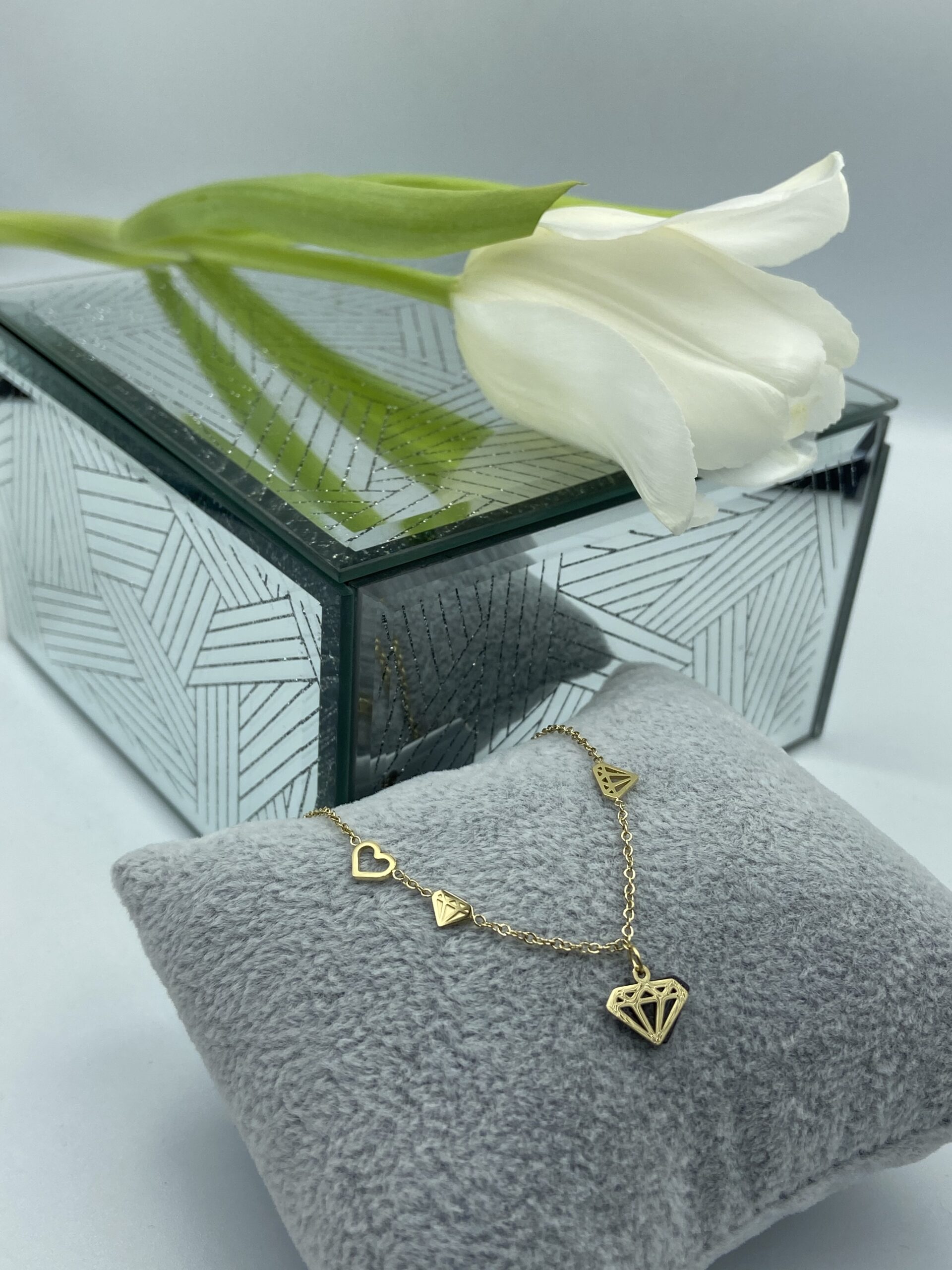 Bransoletka diamenty serca 316L prezent