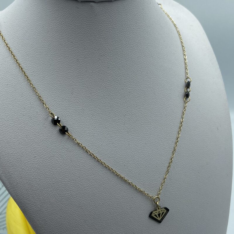 Naszyjnik celebrytka diament kamyki 316L