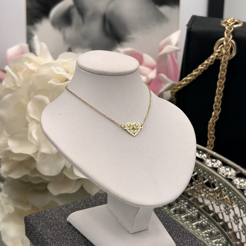 Bransoletka serce ażur stal 316L złota