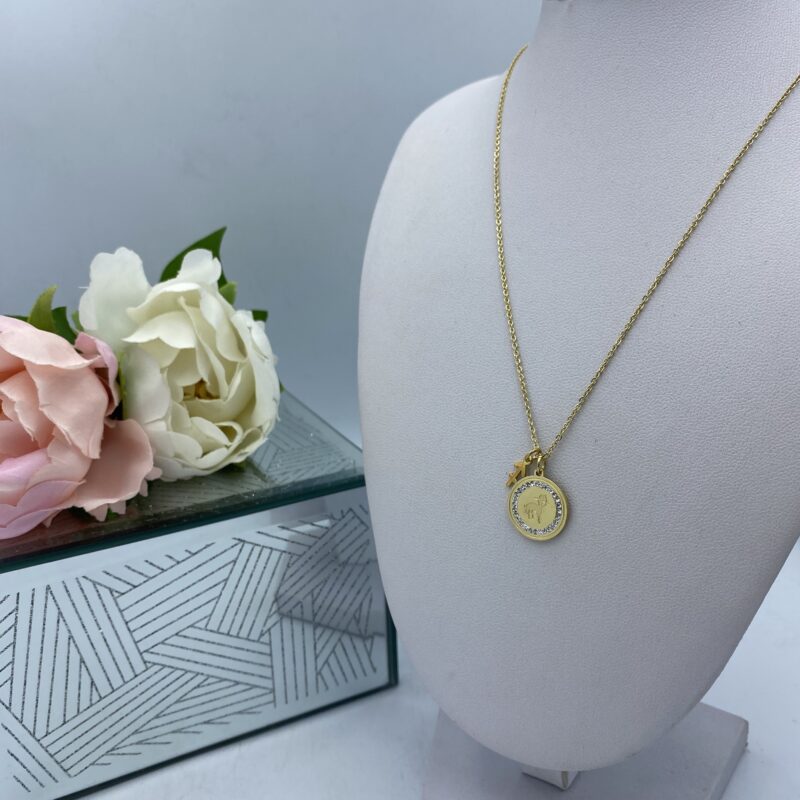 Naszyjnik celebrytka ZODIAK Strzelec złoty cyrkonie stal 316L