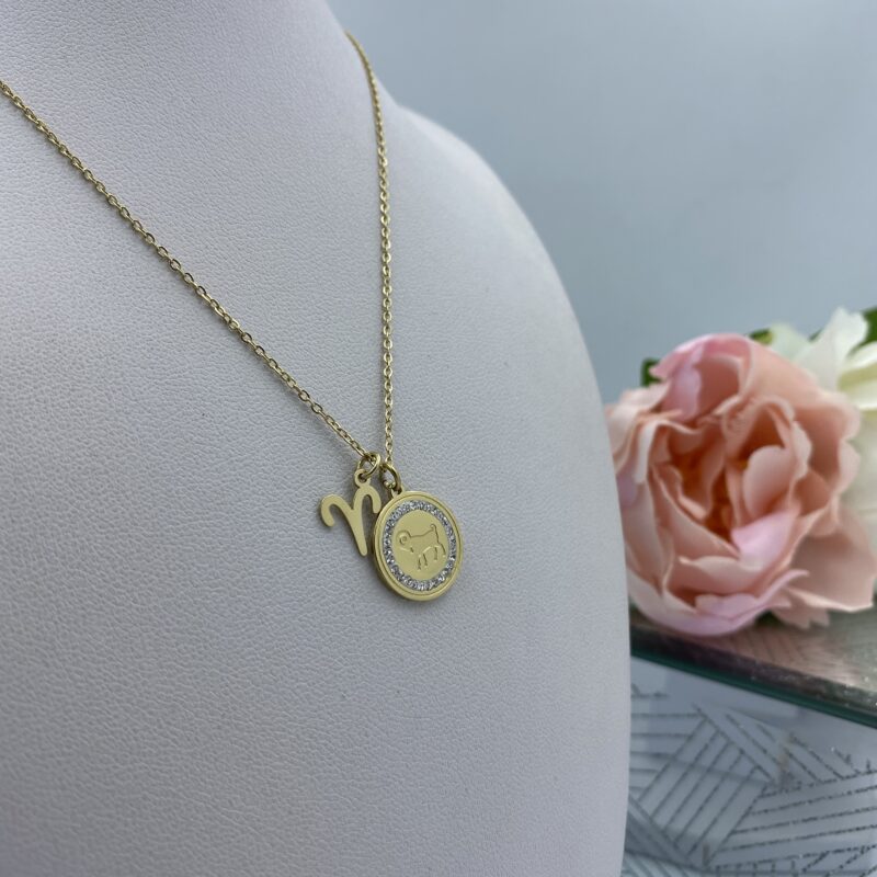 Naszyjnik celebrytka ZODIAK Baran cyrkonie stal 316L cyrkonie