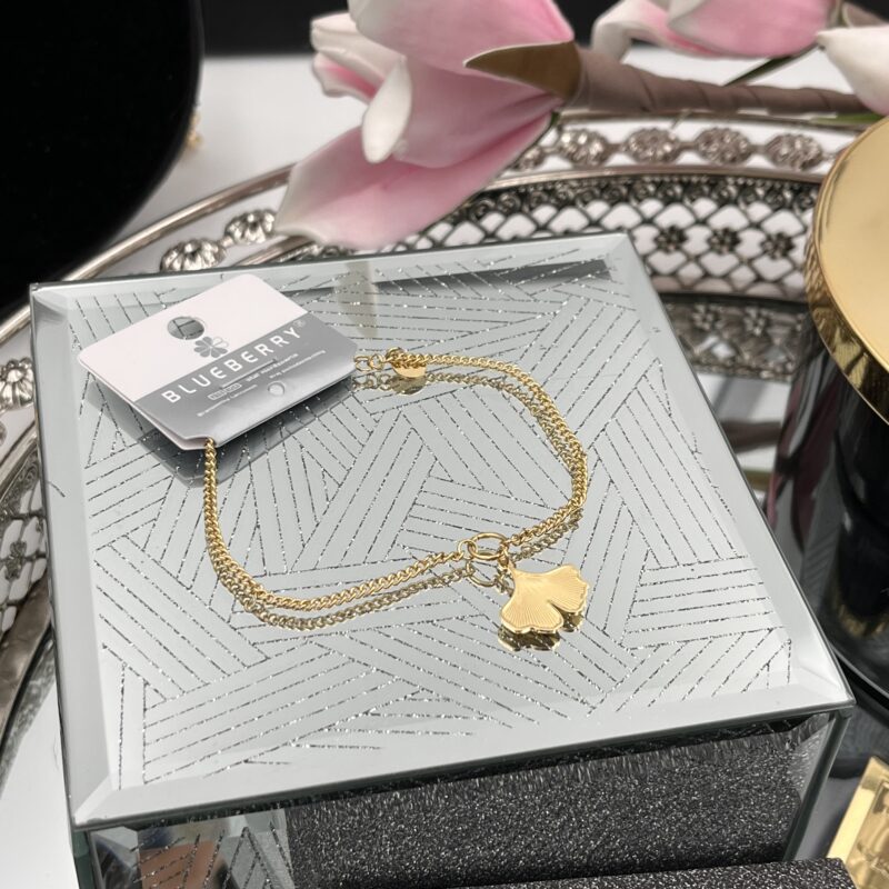 Bransoletka liść listek stal 316L złota