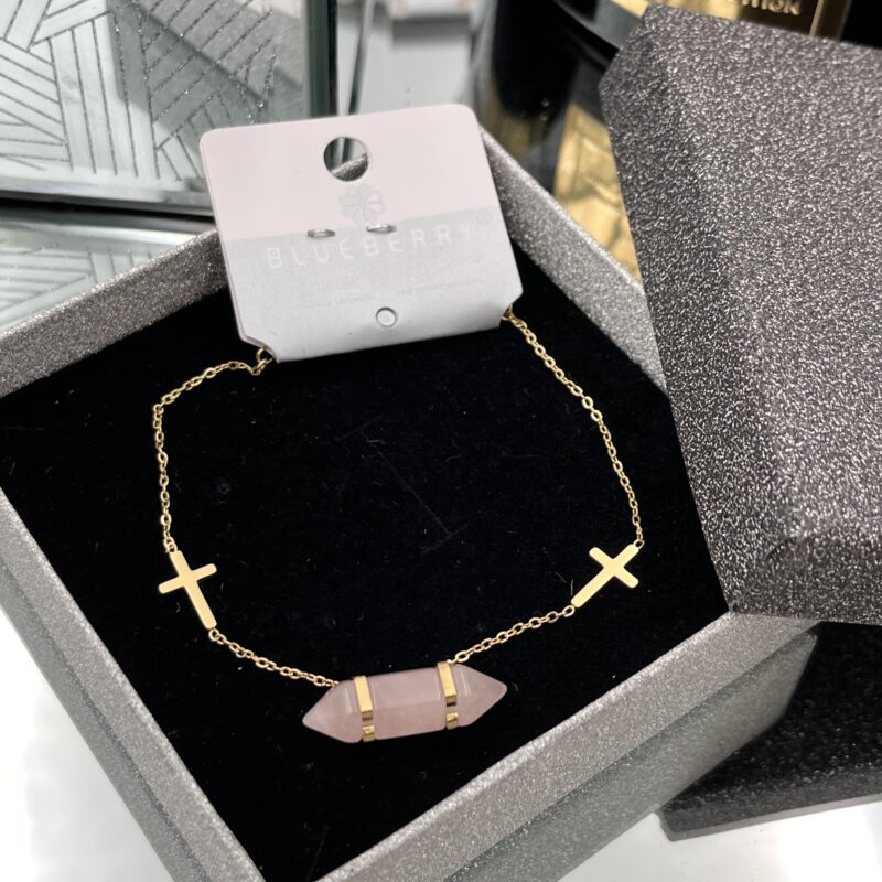 Bransoletka kamień Kwarc różowy 316L