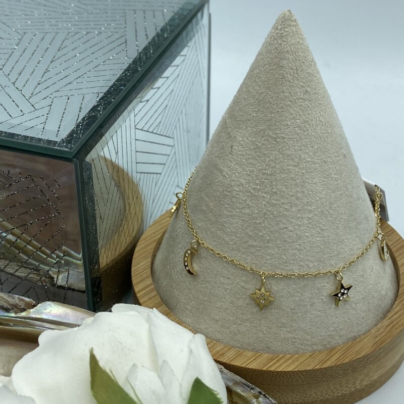 Bransoletka Blueberry gwiazdki cyrkonie 316L złota