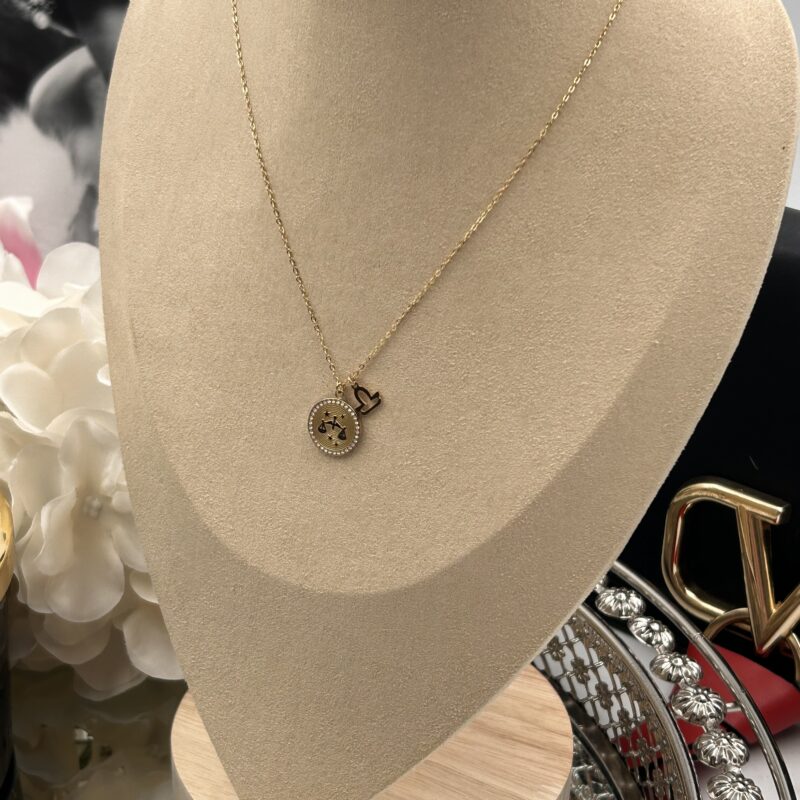 Naszyjnik celebrytka ZODIAK Waga złoty cyrkonie stal 316L