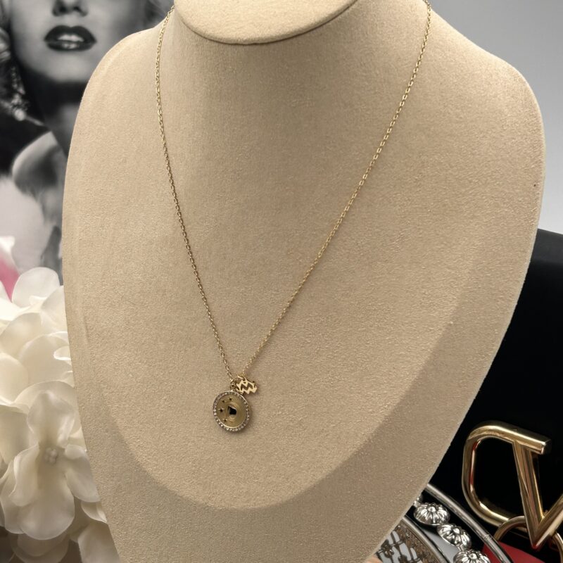 Naszyjnik celebrytka ZODIAK Wodnik złoty cyrkonie stal 316L