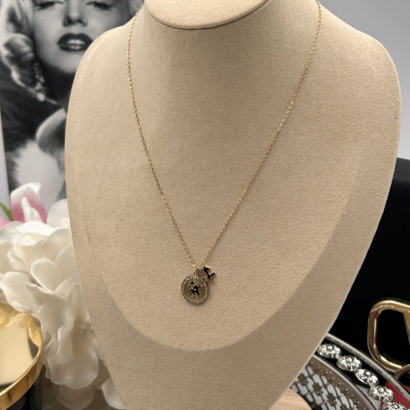 Naszyjnik celebrytka ZODIAK Strzelec złoty cyrkonie stal 316L