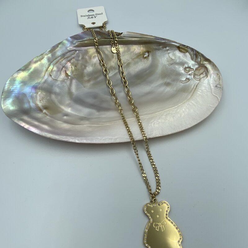 Naszyjnik celebrytka miś cyrkonie 316L