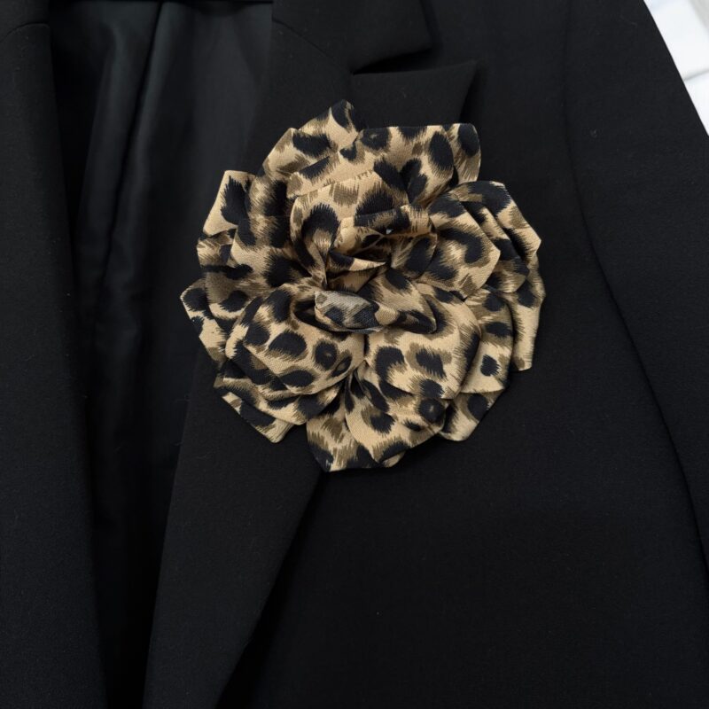 BROSZKA przypinka agrafka wsuwka duży kwiat kwiatek róża panterka 14 cm