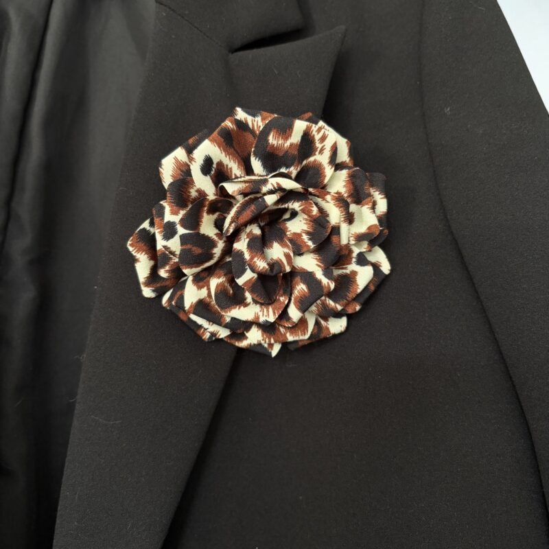 BROSZKA przypinka agrafka wsuwka kwiat kwiatek róża panterka 10 cm