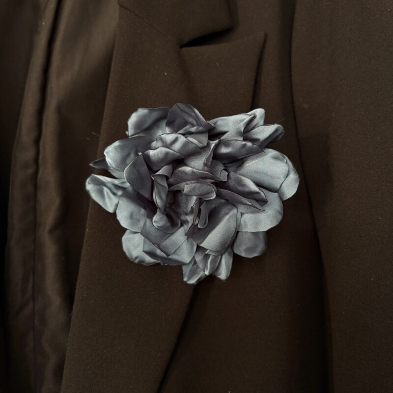 BROSZKA przypinka agrafka wsuwka kwiat cyjanowy szary niebieski 12 cm