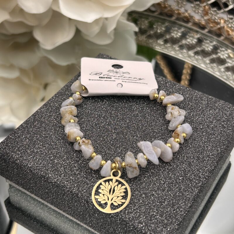 Bransoletka drzewko kółko kamienie 316L