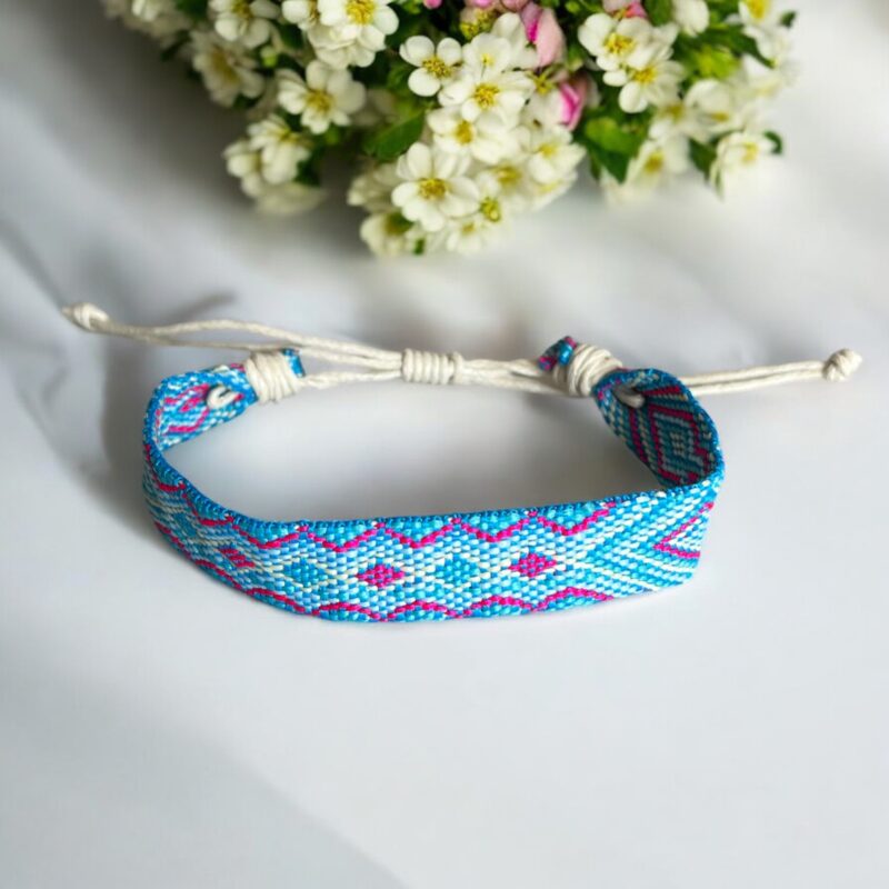 Bransoletka pleciona z muliny sznurek woskowany kolorowa wzorek