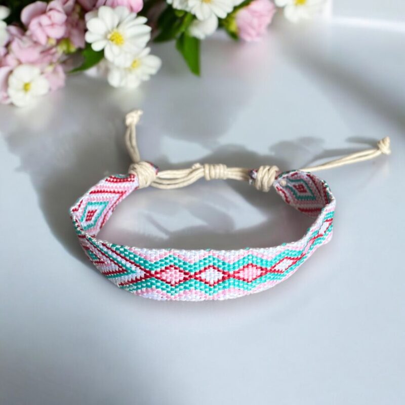 Bransoletka pleciona z muliny sznurek woskowany kolorowa wzorek