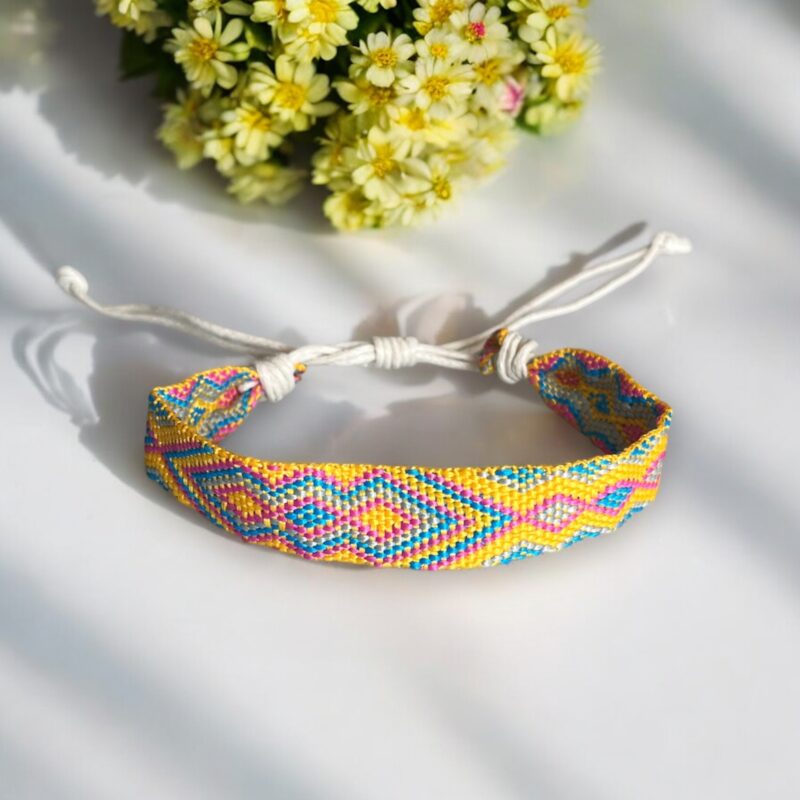 Bransoletka pleciona z muliny sznurek woskowany kolorowa wzorek