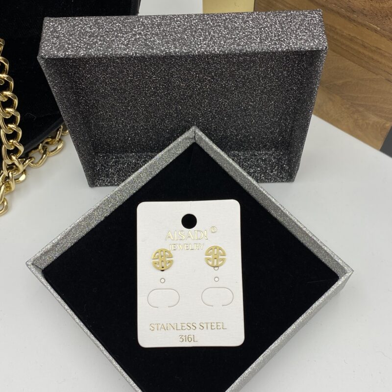 Kolczyki kółko wzór wzorek stal 316L złote