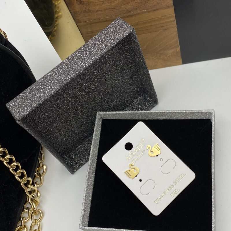 Kolczyki łabędź stal 316L złote sztyft