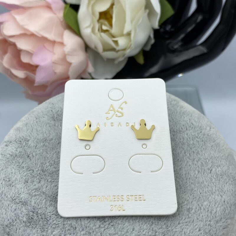 Kolczyki korona QUEEN królowa stal 316L złote