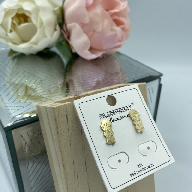 Kolczyki dziecko postać stal 316L złote