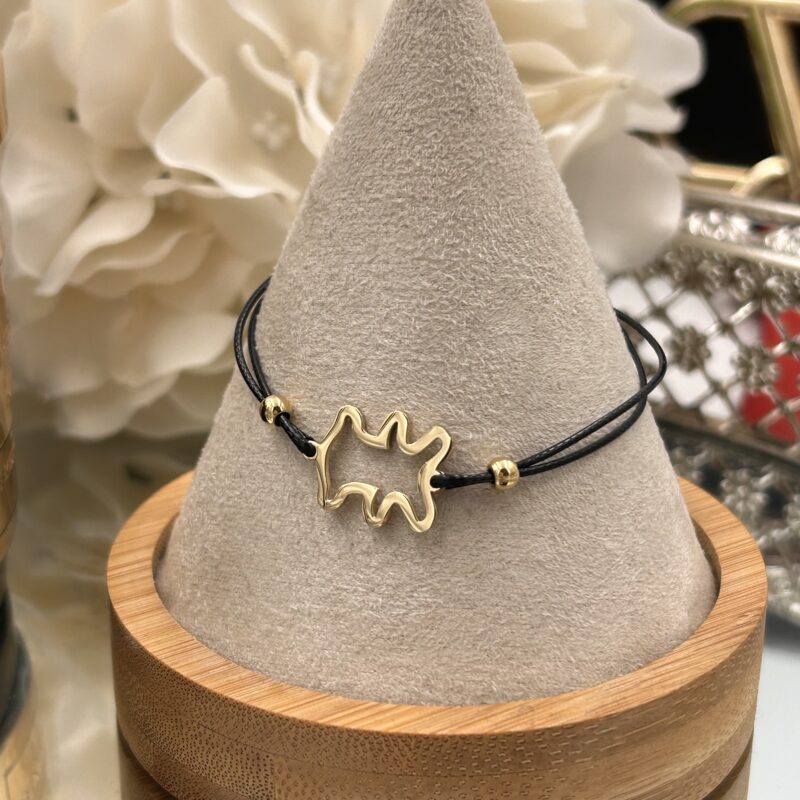 Bransoletka misiek czarny sznurek stal 316L