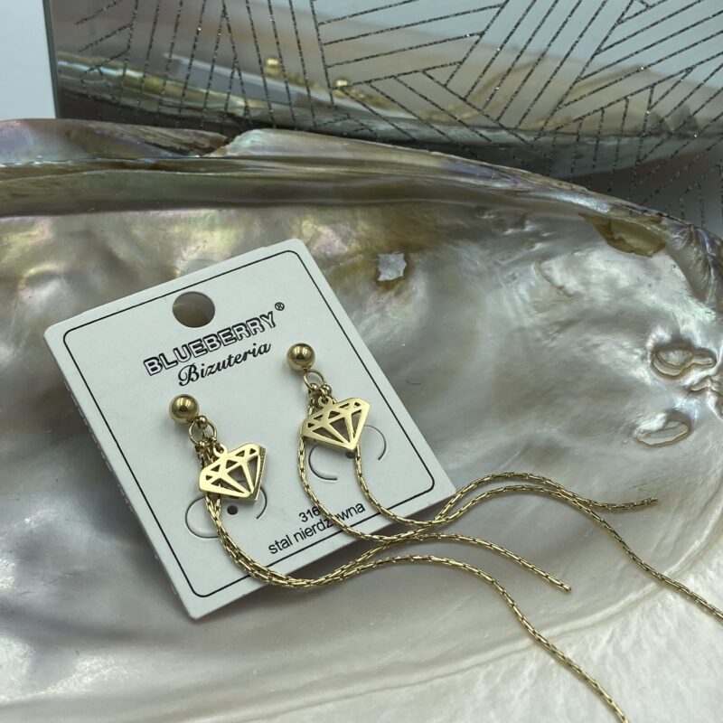 Kolczyki diament wężyk stal 316L złote