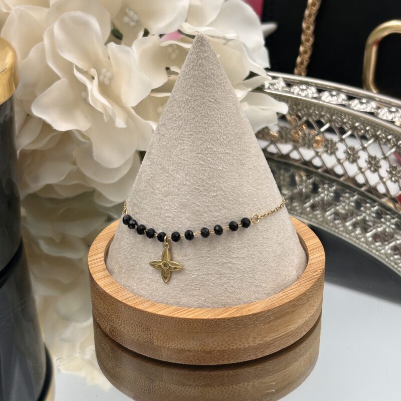 Bransoletka koniczynka kwiatek kamyki stal 316L