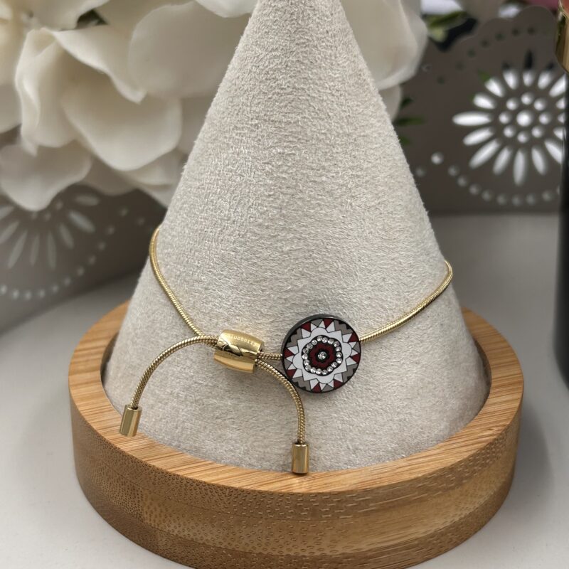 Bransoletka kółko cyrkonie wzorek wężyk stal 316L