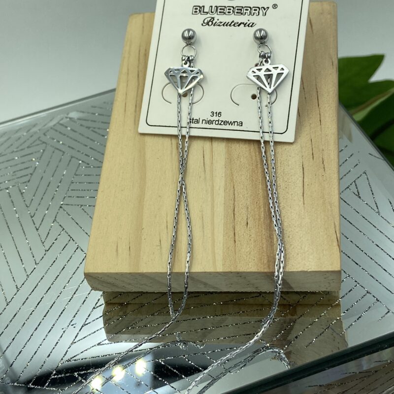 Kolczyki Blueberry diamenty wężyki 316L srebrne