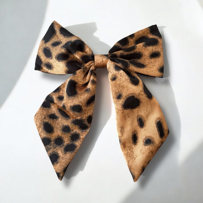 Gumka do włosów KOKARDA kokardka panterka beżowa brązowa