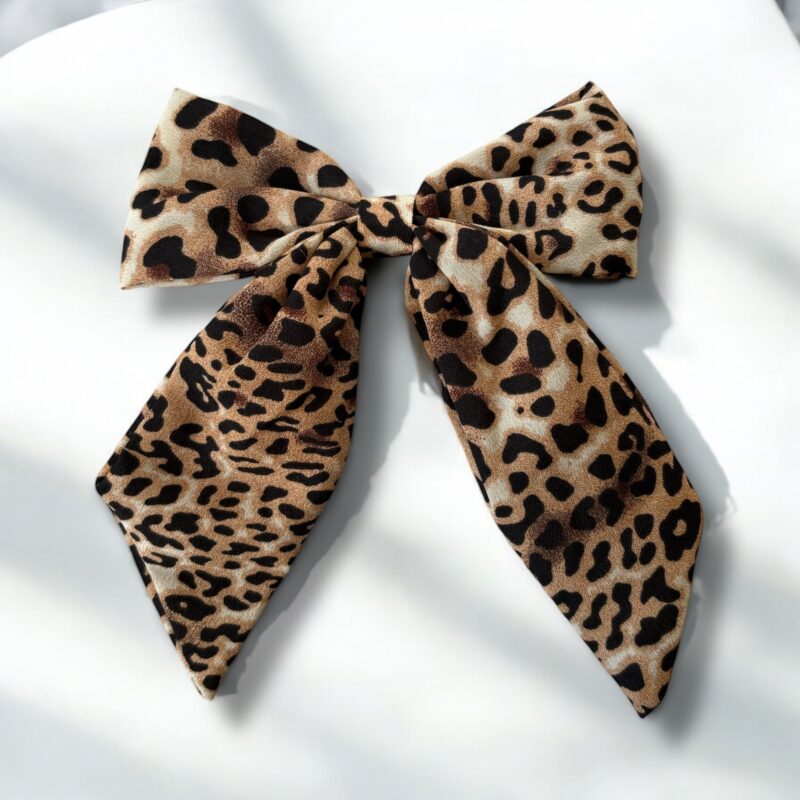 Gumka do włosów KOKARDA kokardka panterka beżowa brązowa