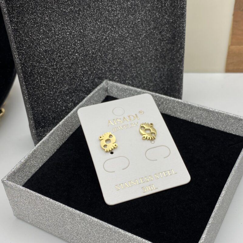 Kolczyki stopy stopki stal 316L złote