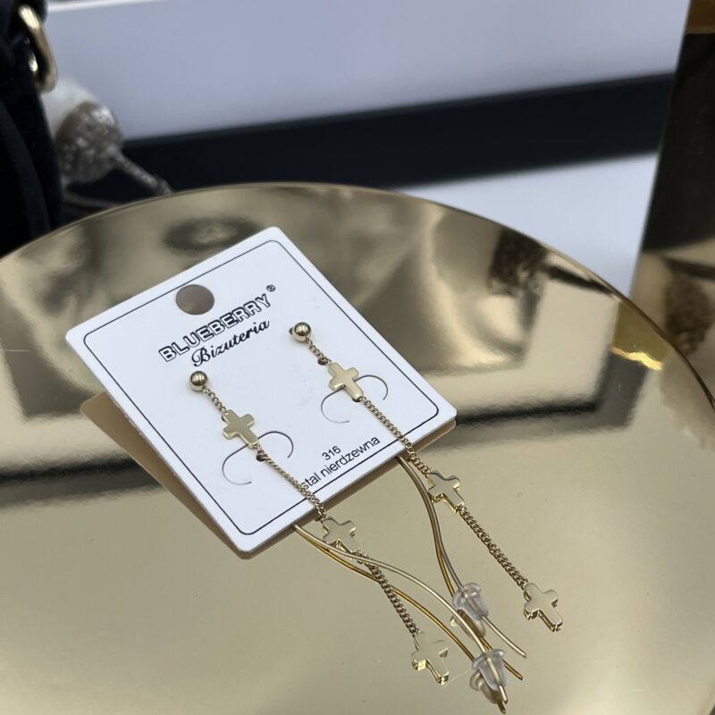 Kolczyki krzyże krzyżyki stal 316L złote