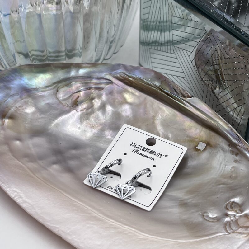 Kolczyki kółka diamenty 316L srebrne