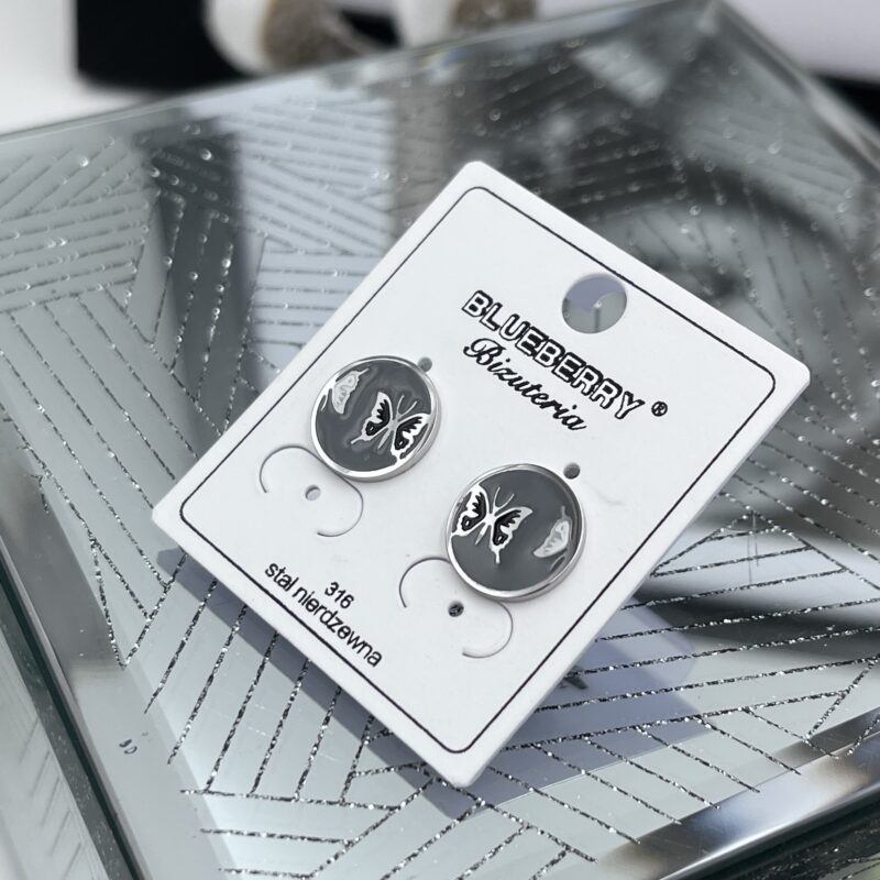 Kolczyki kółka motylki 316L srebrne