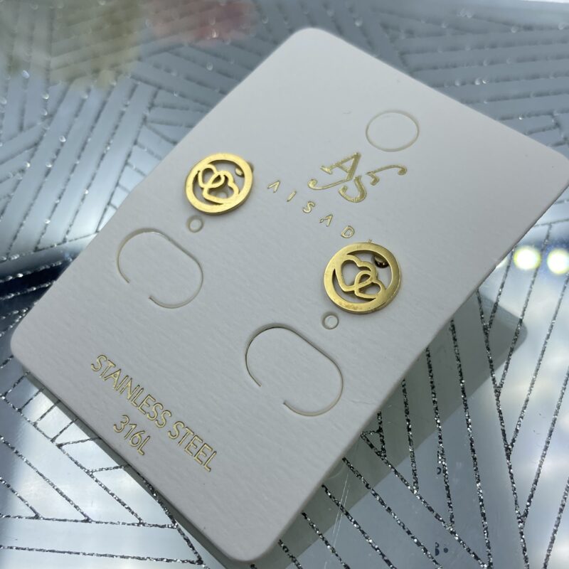 Kolczyki serca w kółku stal 316L złote