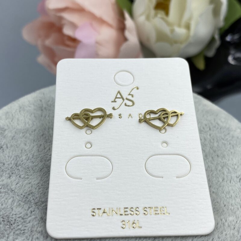 Kolczyki serca strzała stal 316L złote