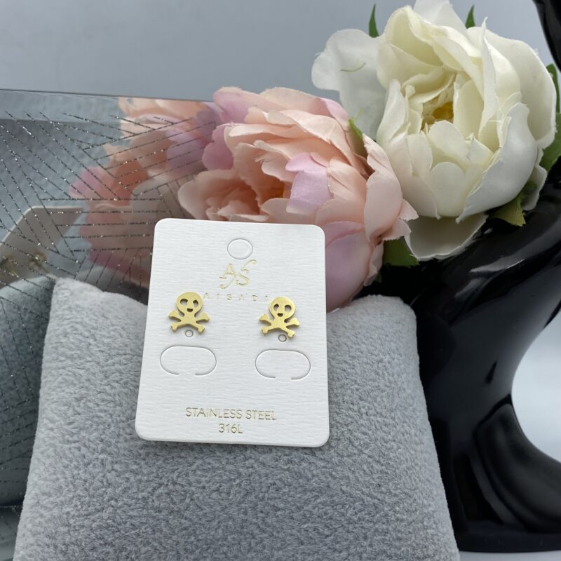 Kolczyki czaszka czacha stal 316L złote