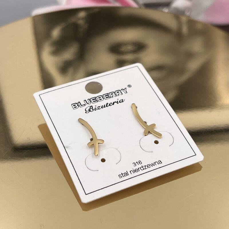 Kolczyki krzyże krzyżyki stal chirurgiczna 316L złote
