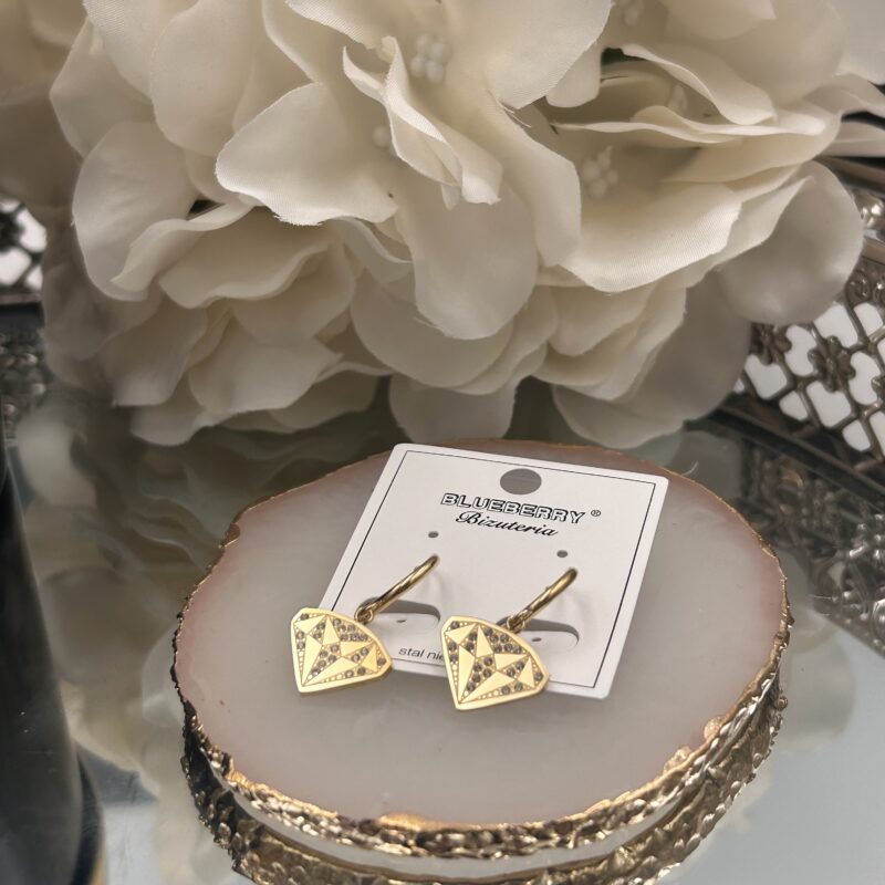 Kolczyki kółka diamenty cyrkonie złote stal 316L