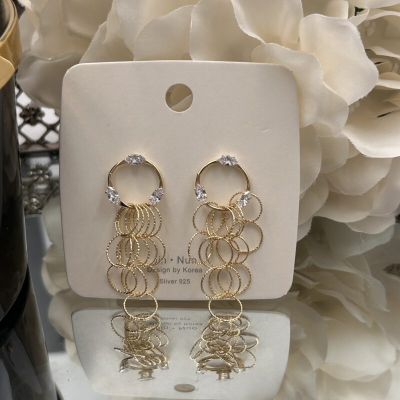 Kolczyki kółka kółeczka cyrkonie złote stal 316L