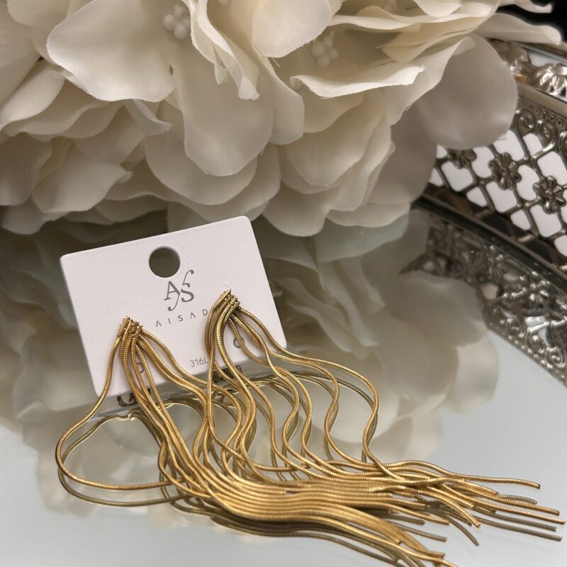 Kolczyki długie wiszące wężyki złote stal 316L