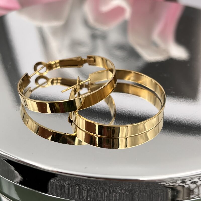 Kolczyki duże koła 4 cm stal 316L złote