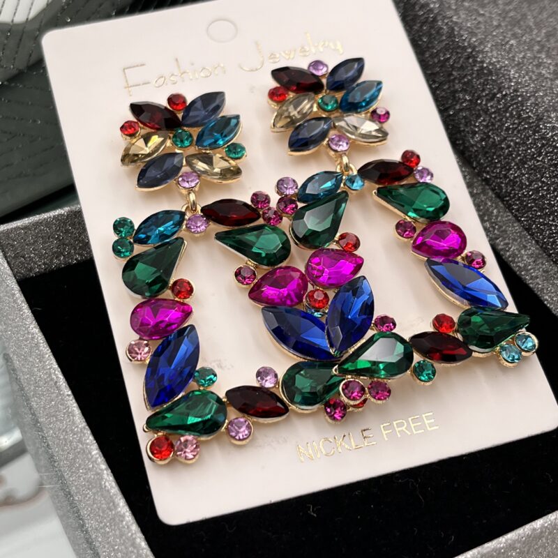 Kolczyki kryształki szkło kolorowe kamienie