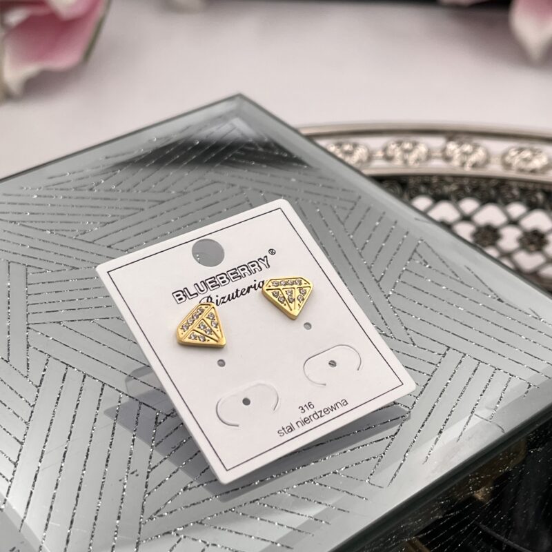 Kolczyki diamenty cyrkonie stal 316L