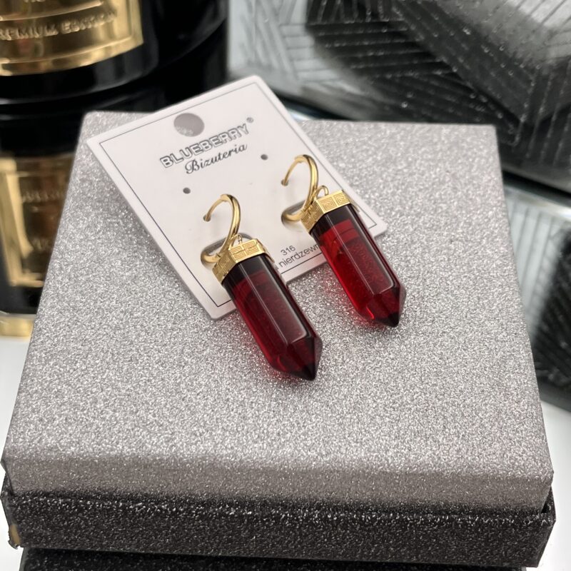 Kolczyki kamień grecki wzór stal 316L